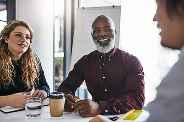 Image showing Planning, data analysis or business people for business meeting, invest strategy or plan company finance. Collaboration, thinking or teamwork on tax data analytics or global financial network