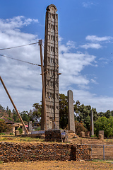 Image showing Ancient obelisks in city Aksum, Ethiopia