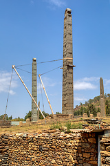 Image showing Ancient obelisks in city Aksum, Ethiopia