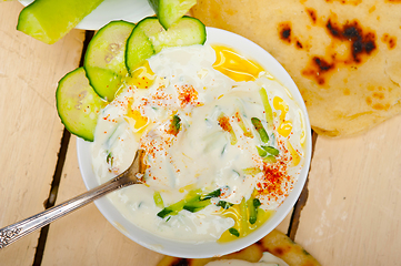 Image showing Arab middle east goat yogurt and cucumber salad