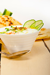 Image showing Arab middle east goat yogurt and cucumber salad