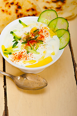 Image showing Arab middle east goat yogurt and cucumber salad