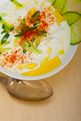 Image showing Arab middle east goat yogurt and cucumber salad