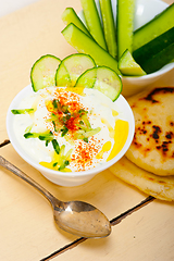 Image showing Arab middle east goat yogurt and cucumber salad