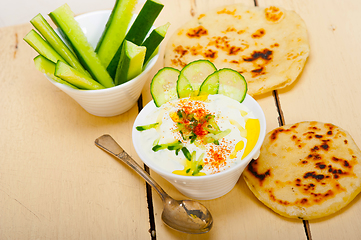 Image showing Arab middle east goat yogurt and cucumber salad