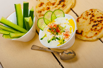 Image showing Arab middle east goat yogurt and cucumber salad