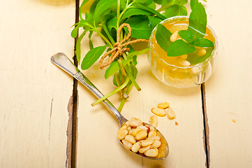 Image showing Arab traditional mint and pine nuts tea