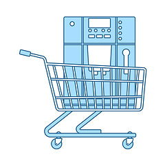 Image showing Shopping Cart With Cofee Machine Icon