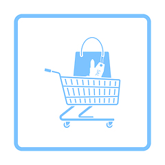 Image showing Shopping Cart With Bag Of Cosmetics Icon