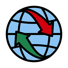 Image showing Icon Of Globe With Arrows