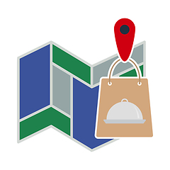 Image showing Map With Delivery Food Bag Icon