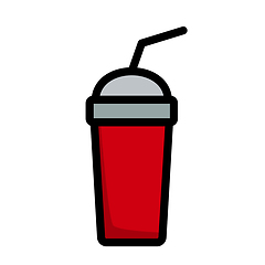 Image showing Disposable Soda Cup And Flexible Stick Icon