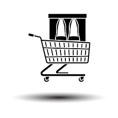 Image showing Shopping Cart With Shoes In Box Icon