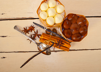 Image showing chocolate vanilla and spices cream cake dessert