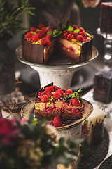 Image showing Layered mousse chocolate cake