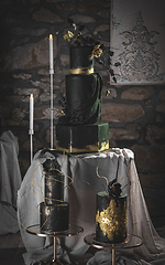 Image showing Modern wedding cakes still life