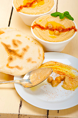 Image showing Hummus with pita bread