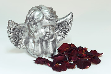 Image showing Silver angel with roses