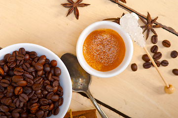 Image showing espresso coffee with sugar and spice