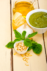 Image showing Italian basil pesto sauce ingredients