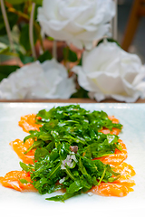 Image showing fresh salmon carpaccio