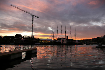 Image showing Harbor sunset in Bristol