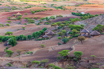 Image showing mountain landscape with houses, Ethiopia