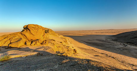 Image showing Rock formation in Namib desert in sunset, landscape