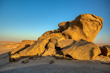 Image showing Rock formation in Namib desert in sunset, landscape