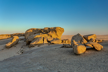 Image showing Rock formation in Namib desert in sunset, landscape