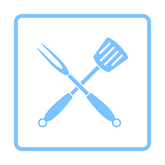 Image showing Crossed Frying Spatula And Fork Icon