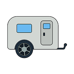 Image showing Icon Of Camping Family Caravan Car