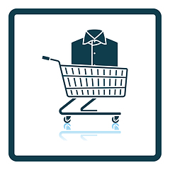 Image showing Shopping Cart With Clothes (Shirt) Icon