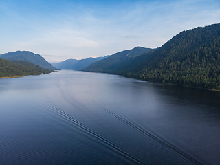 Image showing Aerial view on Teletskoye lake in Altai mountains