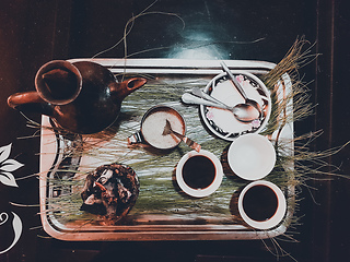 Image showing cup of Ethiopian coffee with aromatic frankincense