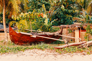 Image showing catamaran boat in beach in Nosy Be Madagascar