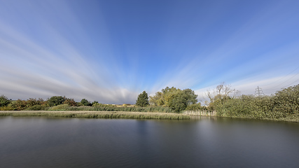 Image showing Long Exposure Autumn Colors Reflected Pond