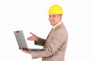 Image showing A Businessman with laptop computer 