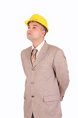 Image showing A Businessman looking up 