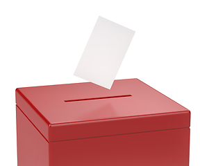 Image showing Red ballot box with voting paper