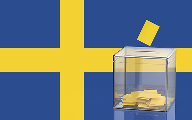 Image showing Transparent ballot box with the flag of Sweden