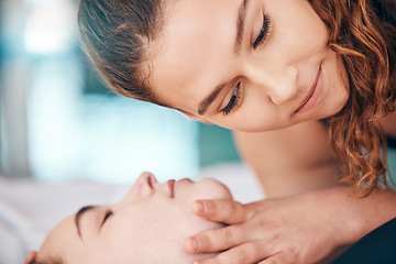 Image showing Pool, lifeguard listening to breath and cpr on drowning victim, emergency first aid training on woman for safety. Swimming, teaching and learning life saving technique to help at water sports event.