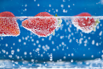 Image showing Fresh Strawberries in Water