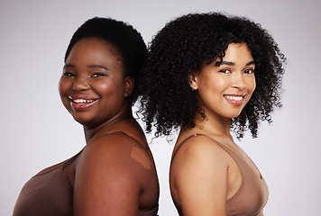 Image showing Beauty, diversity and portrait of women for skincare, wellness and body positivity on white background. Spa aesthetic, self love and face of happy girls for luxury cosmetics, makeup and natural glow