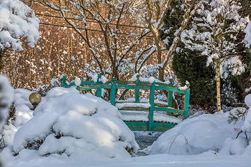 Image showing beautiful winter garden covered by snow