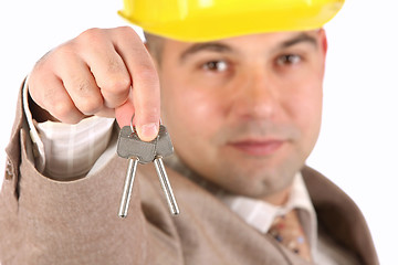 Image showing A businessman with keys 