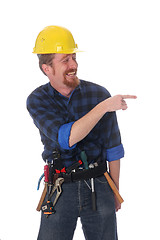 Image showing construction worker tittering 