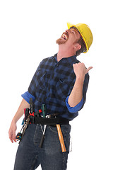 Image showing construction worker tittering 