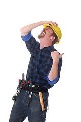 Image showing construction worker tittering 