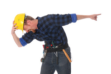 Image showing construction worker tittering 